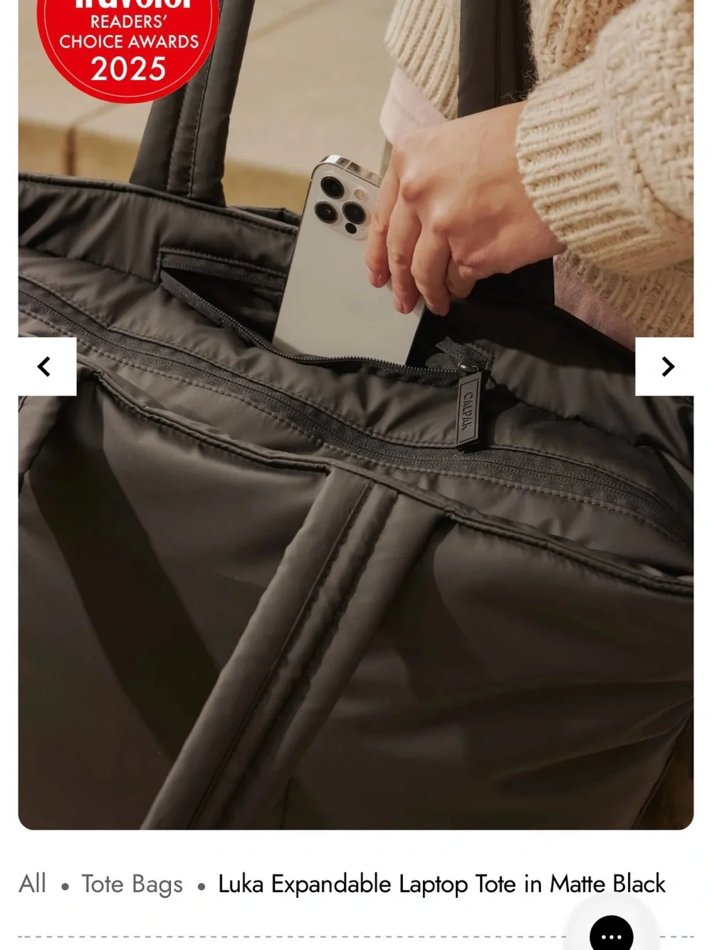 Calpak Luka Expandable Laptop Tote in Matte Black